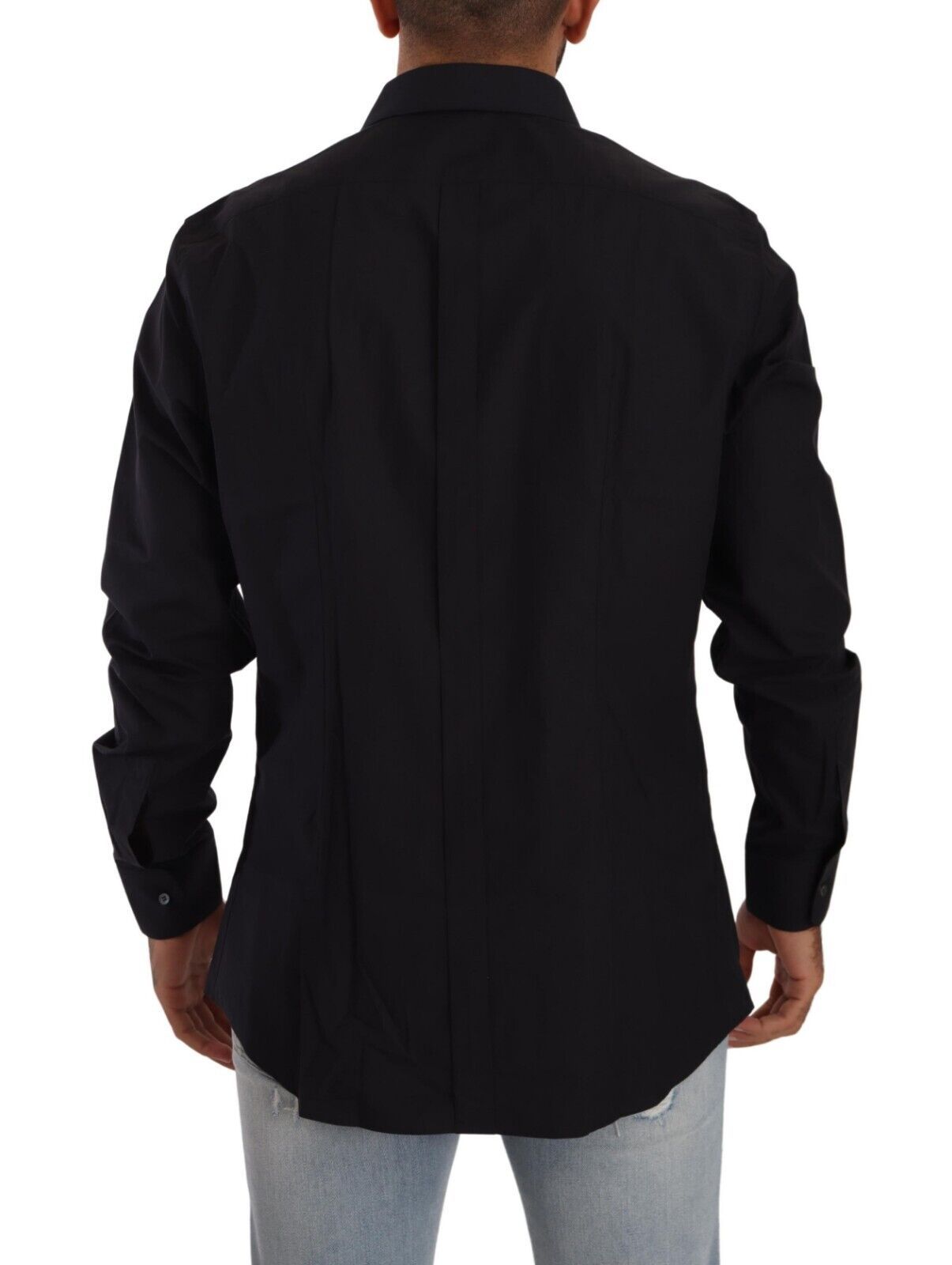 Elegant Black Cotton Dress Shirt