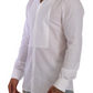 Elegant White Floral Baroque Cotton Shirt
