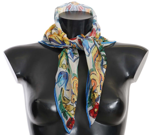 Elegant Majolica Print Silk Scarf