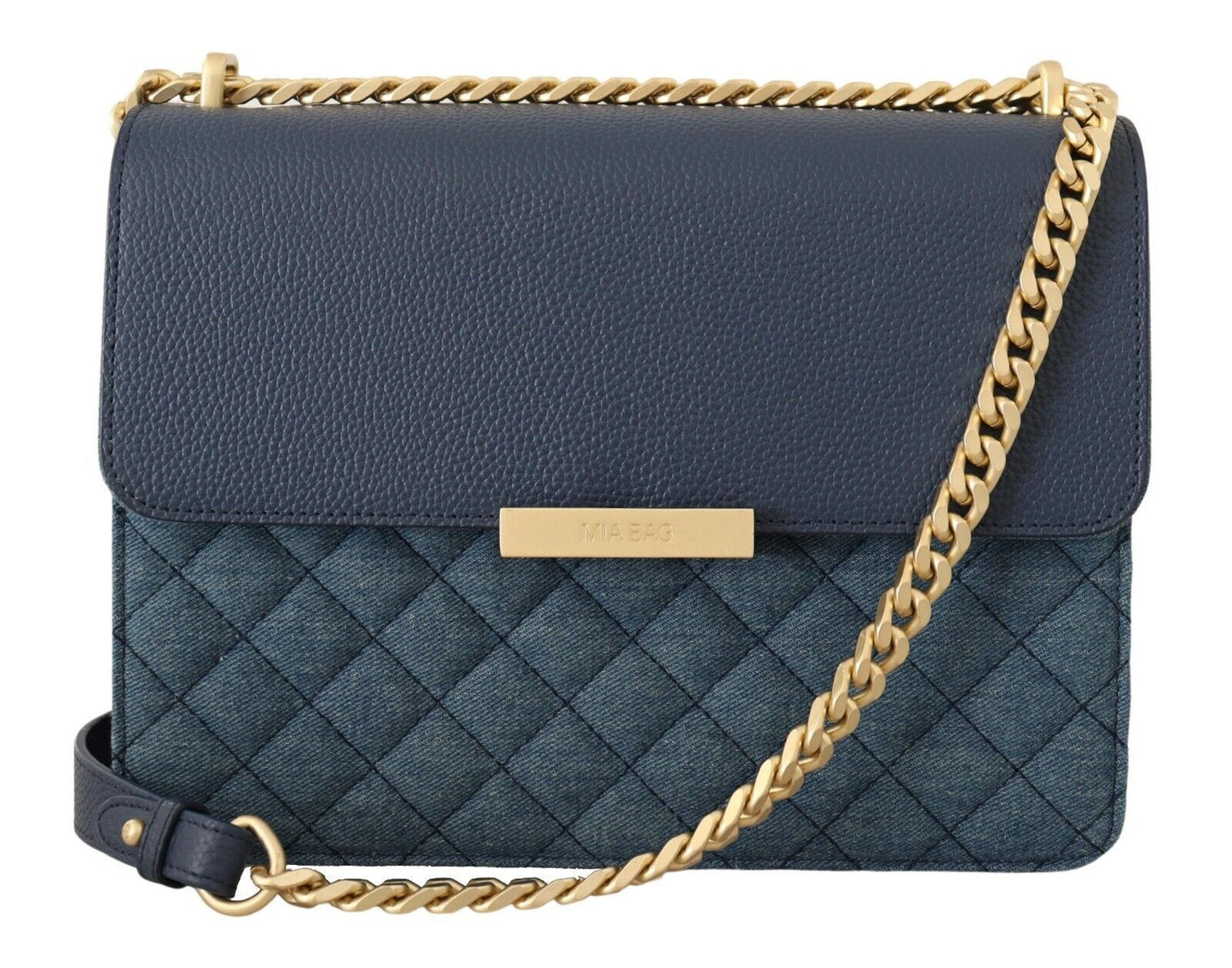 Chic Denim Gold Detail Shoulder Bag