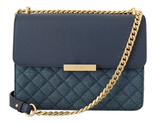 Chic Denim Gold Detail Shoulder Bag