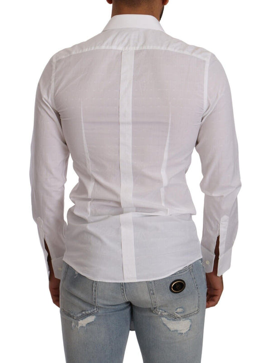 Elegant White Cotton Poplin Dress Shirt