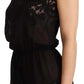Elegant Black Silk Lace Chemise Babydoll