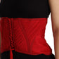 Red Corset Belt Stretch Waist Strap Silk Top