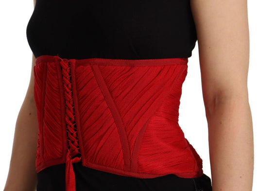 Red Corset Belt Stretch Waist Strap Silk Top