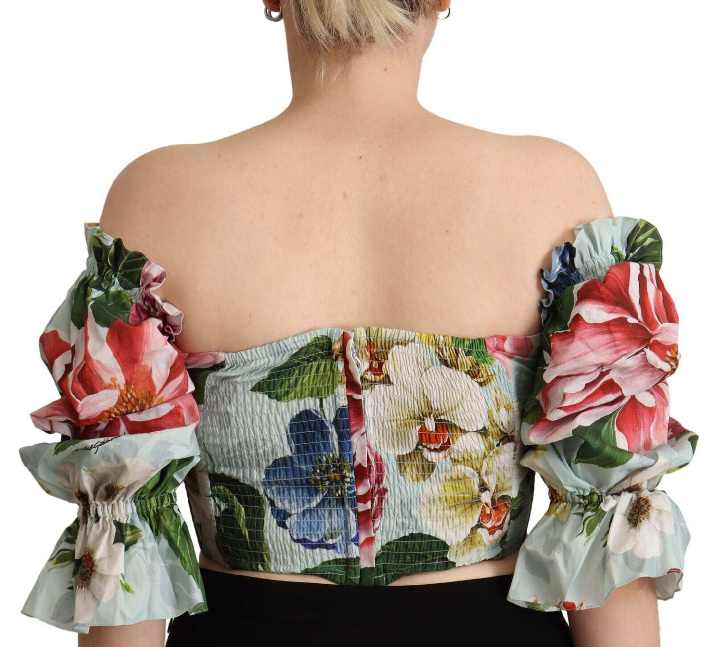 Chic Floral Open-Shoulder Crop Top