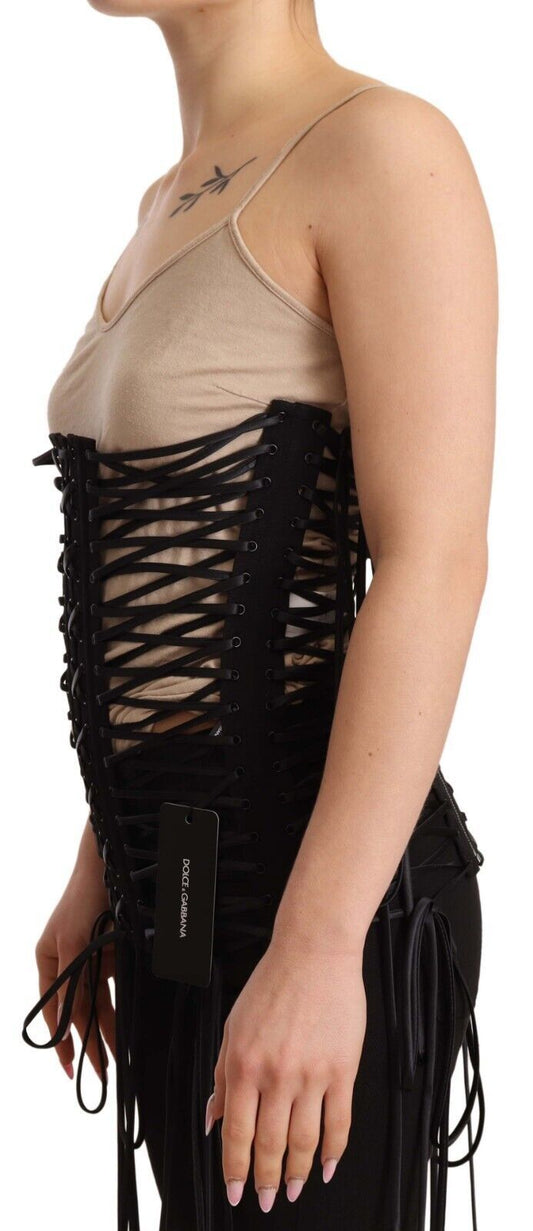 Chic Black Corset Top With Double Zip Closure