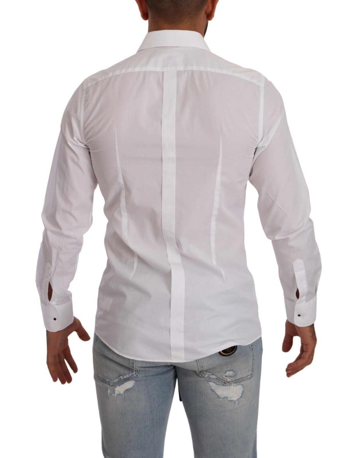 Elegant White Cotton Poplin Slim Fit Shirt