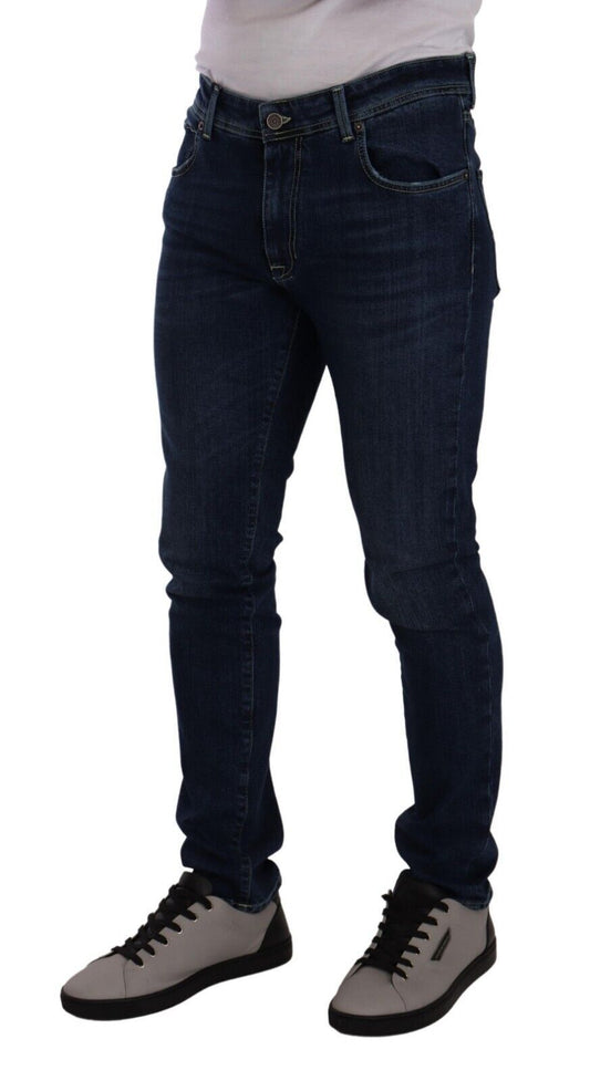 Elegant Slim Fit Dark Blue Denim