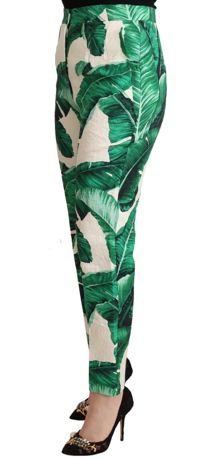 Elegant High Waist Leaf Print Trousers