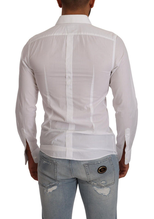 Elegant White Cotton Poplin Dress Shirt