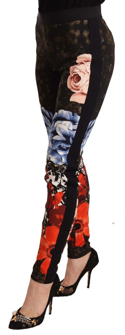 High Waist Floral Skinny Trousers