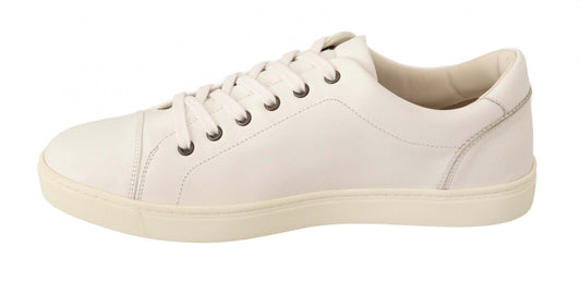 Elegant White Leather Low-Top Sneakers