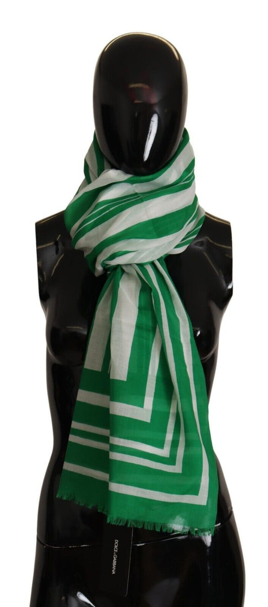 Elegant Striped Cotton Scarf with Logo Print