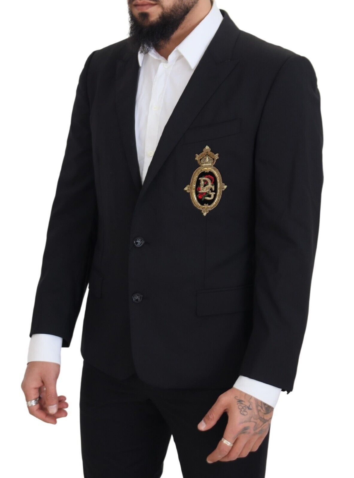 Elegant Slim Fit Black Wool Blazer