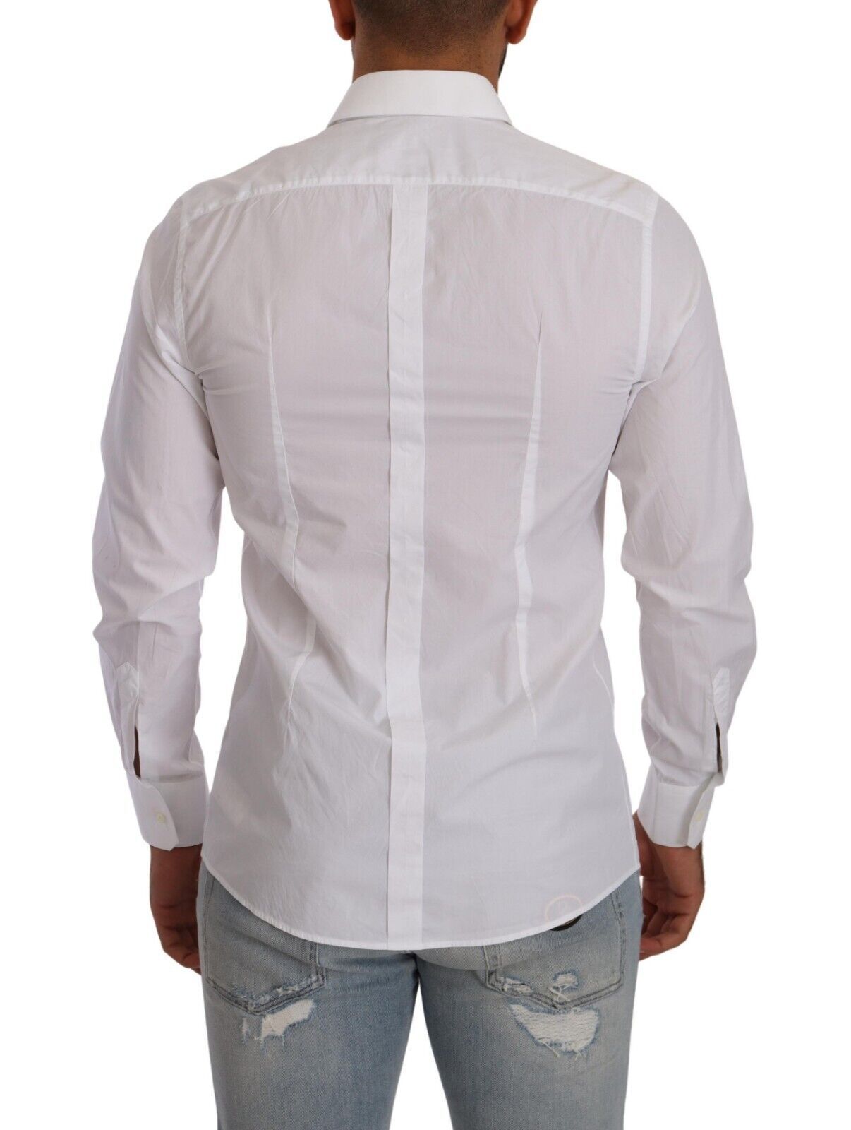 Elegant White Cotton Poplin Dress Shirt