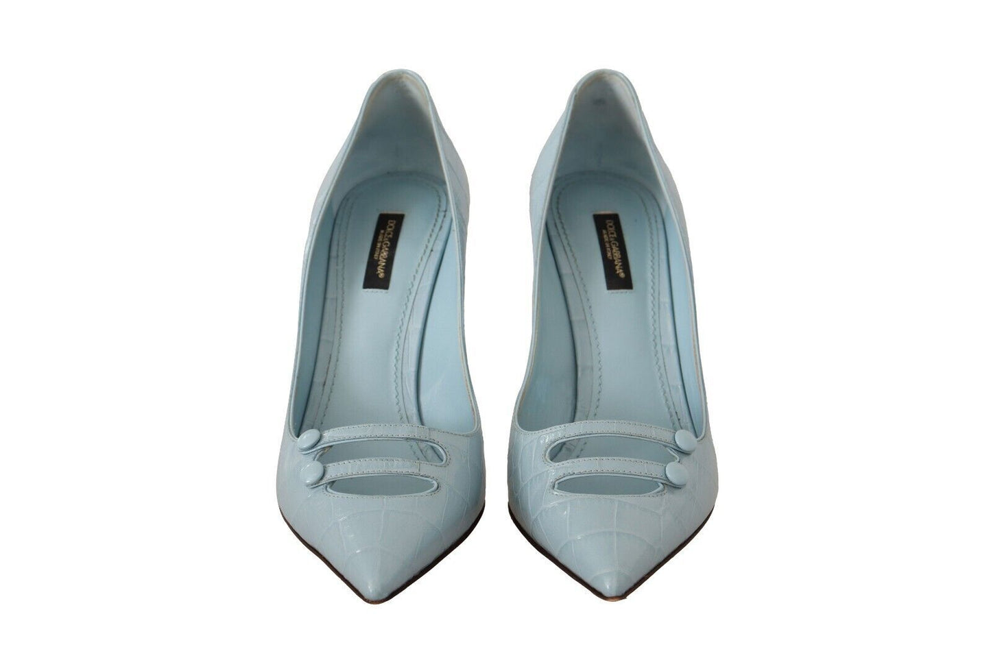 Elegant Light Blue Leather Pumps