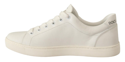 Elegant White Leather Low-Top Sneakers