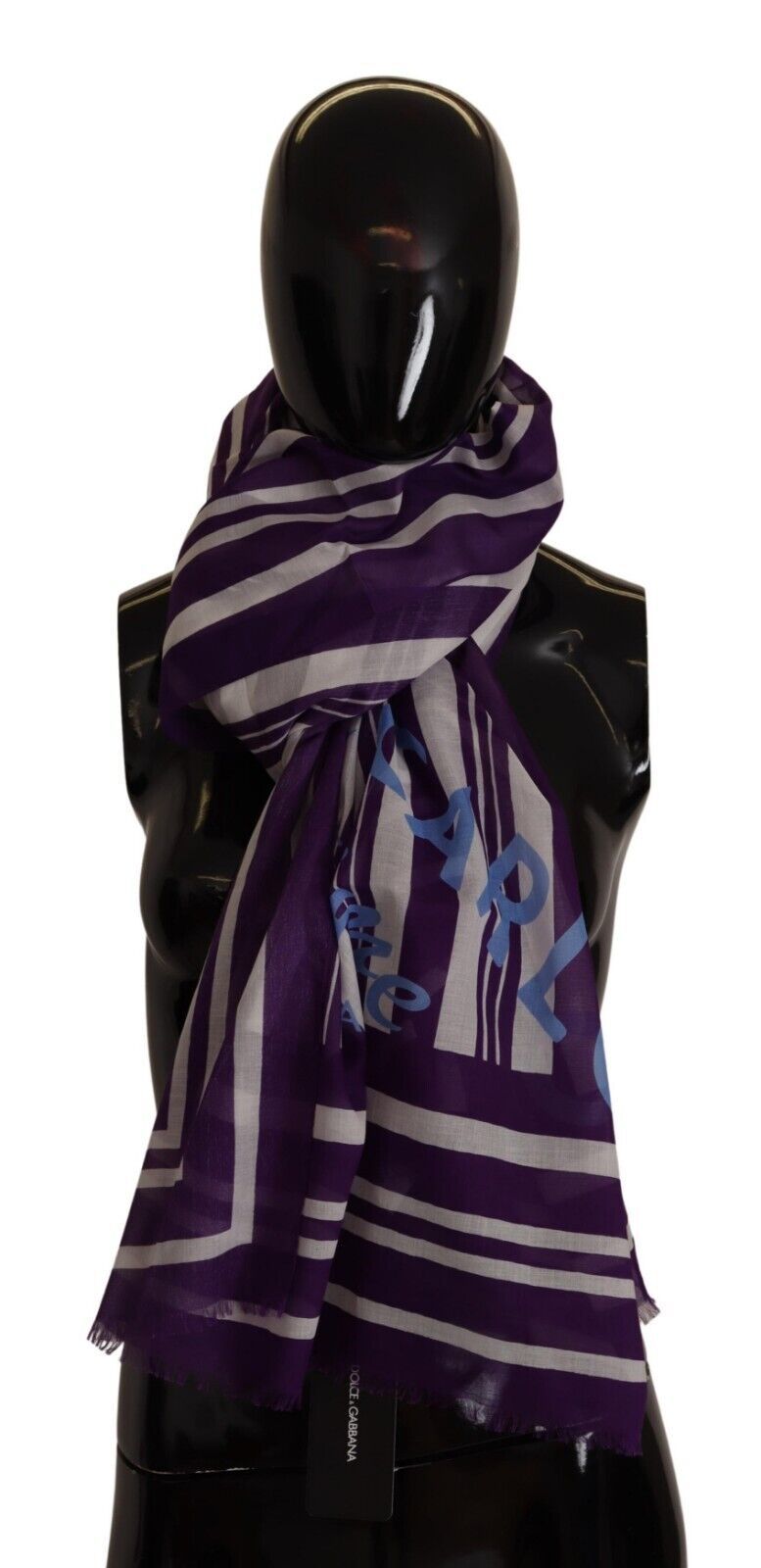 Elegant Striped Logo Cotton Scarf