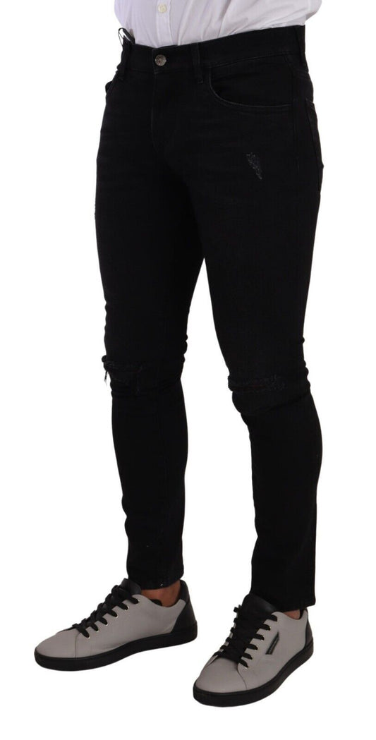 Slim Fit Italian Black Wash Skinny Jeans