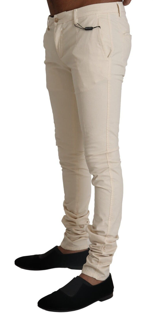 Elegant Off White Slim Fit Skinny Pants