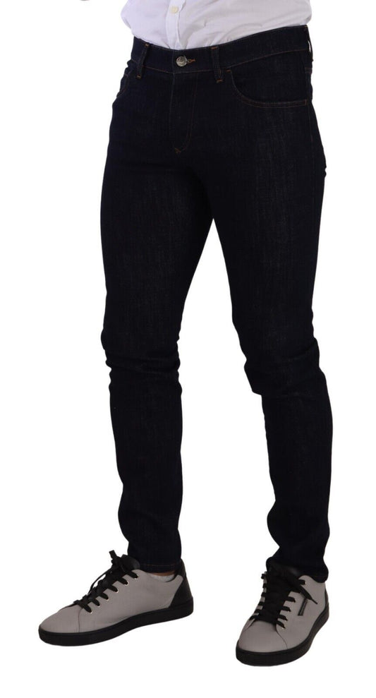 Elegant Slim-Fit Dark Blue Denim Jeans