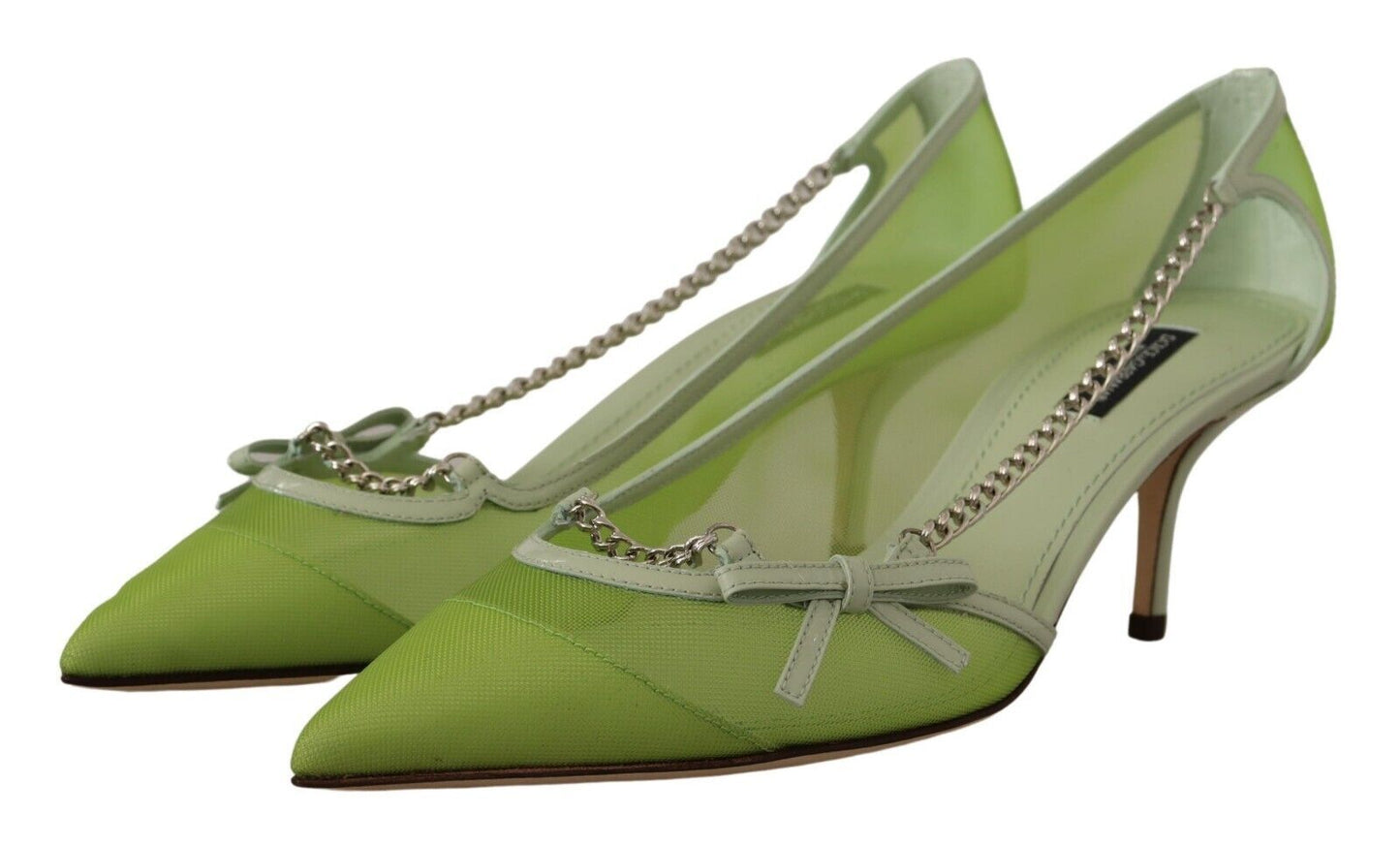 Enchanting Green Mesh Chain Pumps