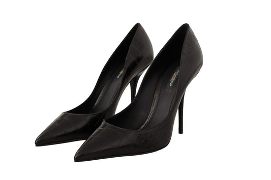 Elegant Black Leather Stiletto Pumps