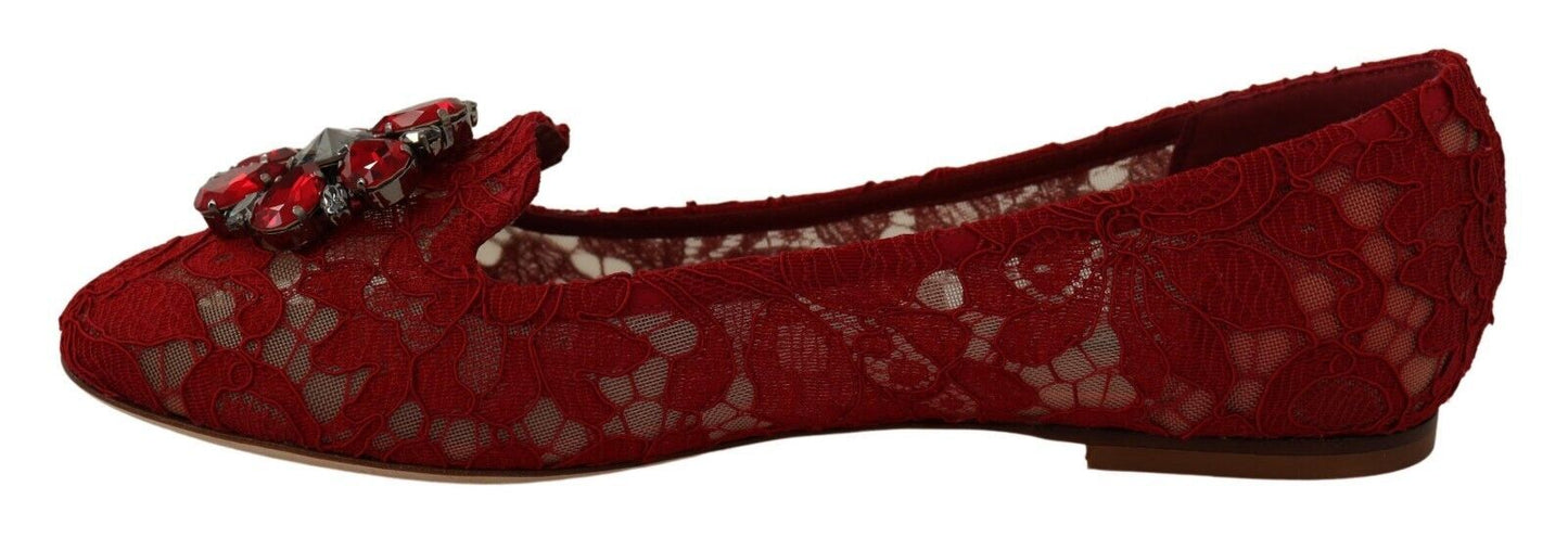 Ravishing Red Crystal Buckle Ballet Flats