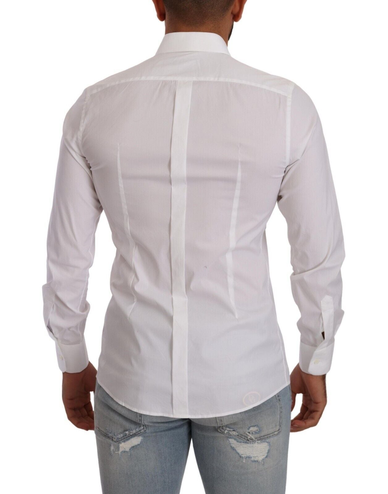 Elegant White Slim Fit Cotton Dress Shirt