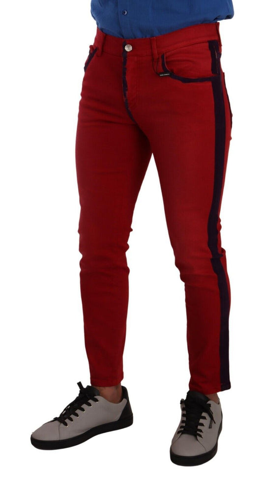 Chic Red Slim Fit Denim