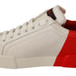 Elegant Portofino Leather Sneakers - Chic White and Red