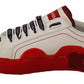 Asymmetrical Graphic Leather Sneakers