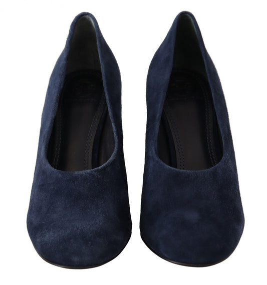 Elegant Navy Blue Suede Heels