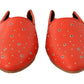 Elegant Orange Leather Flat Shoes