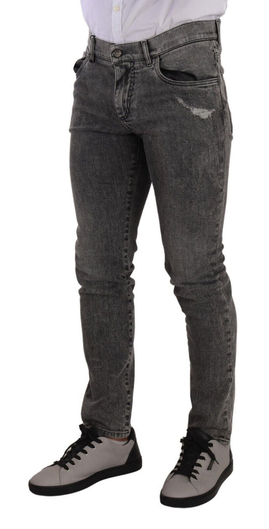 Elegant Gray Wash Skinny Jeans