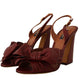 Burgundy Bow Applique Leather Heels