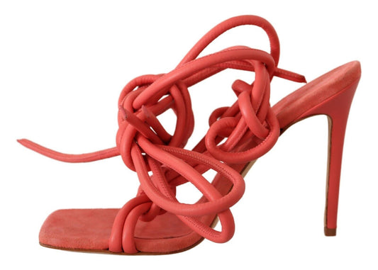 Coral Suede Strappy Stiletto Sandals