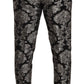 Silver Black Jacquard Dress Trouser Pants
