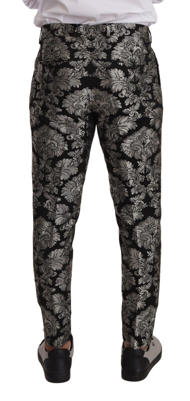 Silver Black Jacquard Dress Trouser Pants