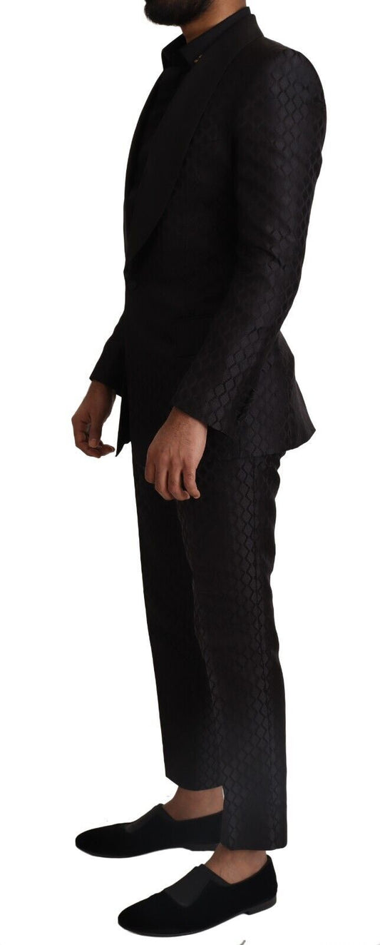 Elegant Black Silk Two-Piece Suit