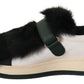 Elegant White Leather Fur-Trimmed Sneakers