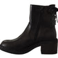 Chic Black Leather Lace-Up Ankle Boots