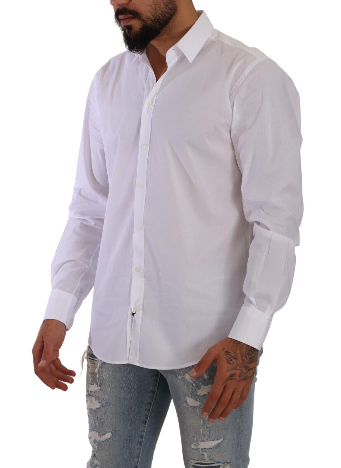 Elegant White Slim Fit Martini Dress Shirt