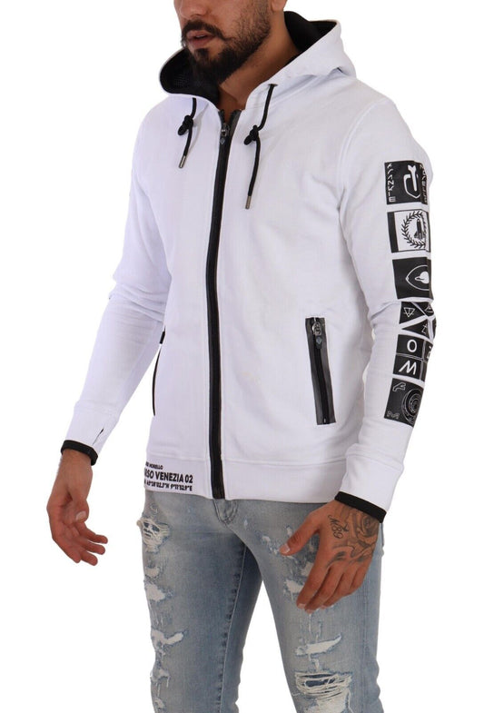 Chic White Hooded Zipper Sweatshirt Jacket