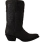 Sleek Mid Calf Leather Boots