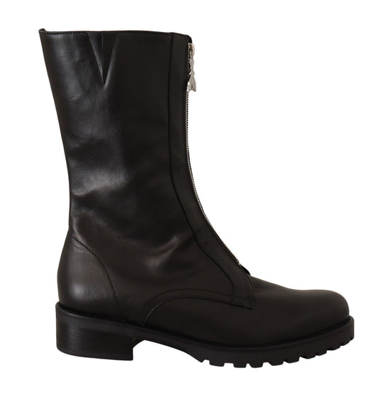 Elegant Black Leather High Boots