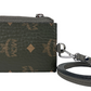 Portuna Visetos Sea Turtle Tumbled Leather Card Case Necklace Lanyard Wallet Green