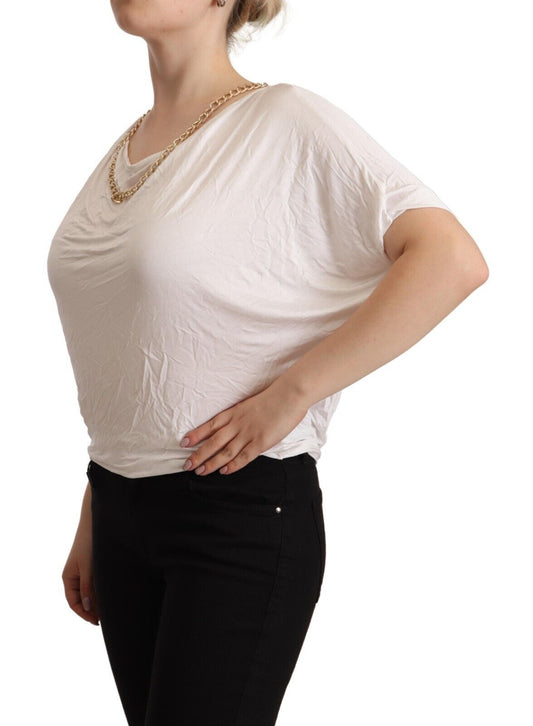 White Short Sleeves Gold Chain T-shirt Top