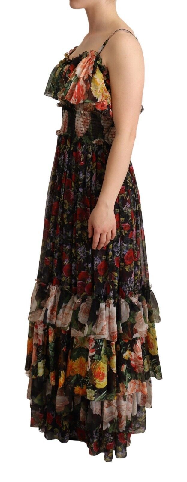 Exquisite Floral Empire Silk Long Dress